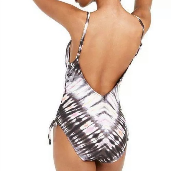 Bar III Ink Dye Tie-Dyed Low Back 1 Piece Swimsuit - Picture 2 of 8